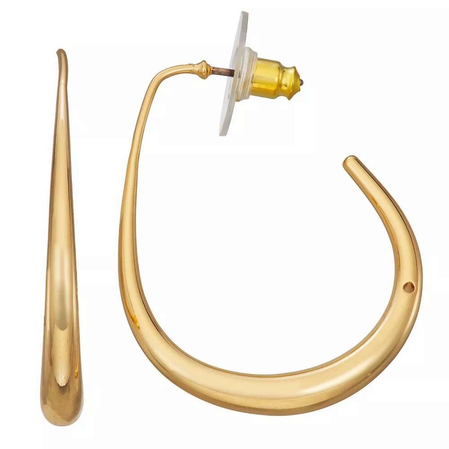 Jewelry * | Napier Gold-Tone 39 Mm Oval Hoop Earrings